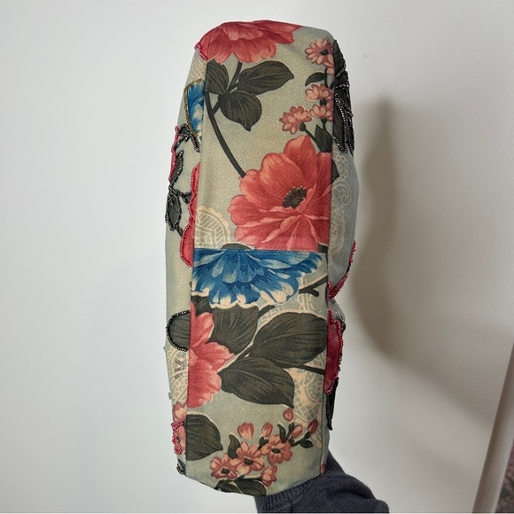 Vintage Floral Beaded Frame Purse Clutch Pink Green Brown - Picture 6 of 10